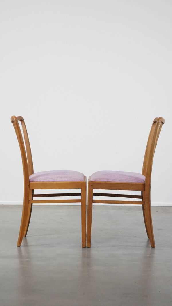 Lot de 4 chaises de salle à manger vintage au design danois des années 1970 avec assises en tissu violet clair