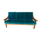 60s sofa Scandinavian Danish teak Poul Jeppesens Møbelfabrik 3 seater velvet stone Frey