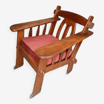 Fauteuil brutaliste en acajou mobilier brésilien 1960