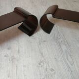 Pair of 70s design smoked plexiglass bedside tables