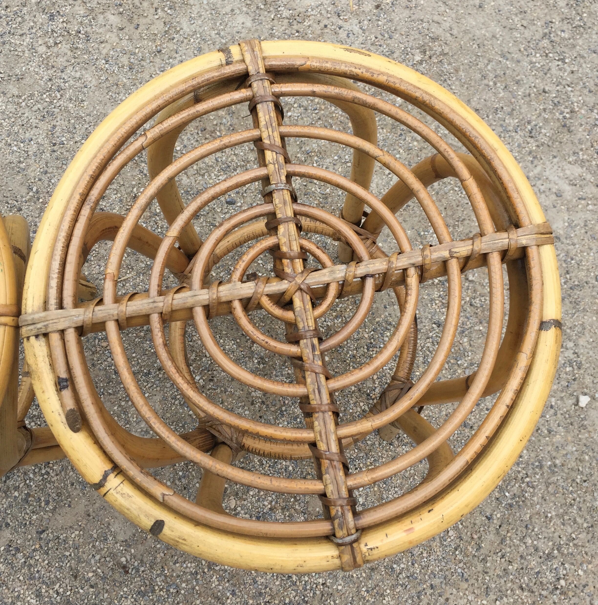 Pair of rattan stools