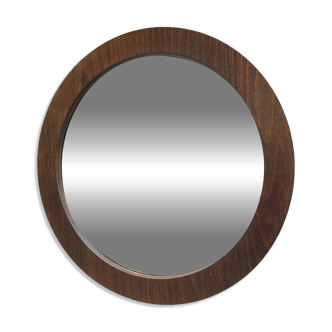 Mid-century circular wooden mirror