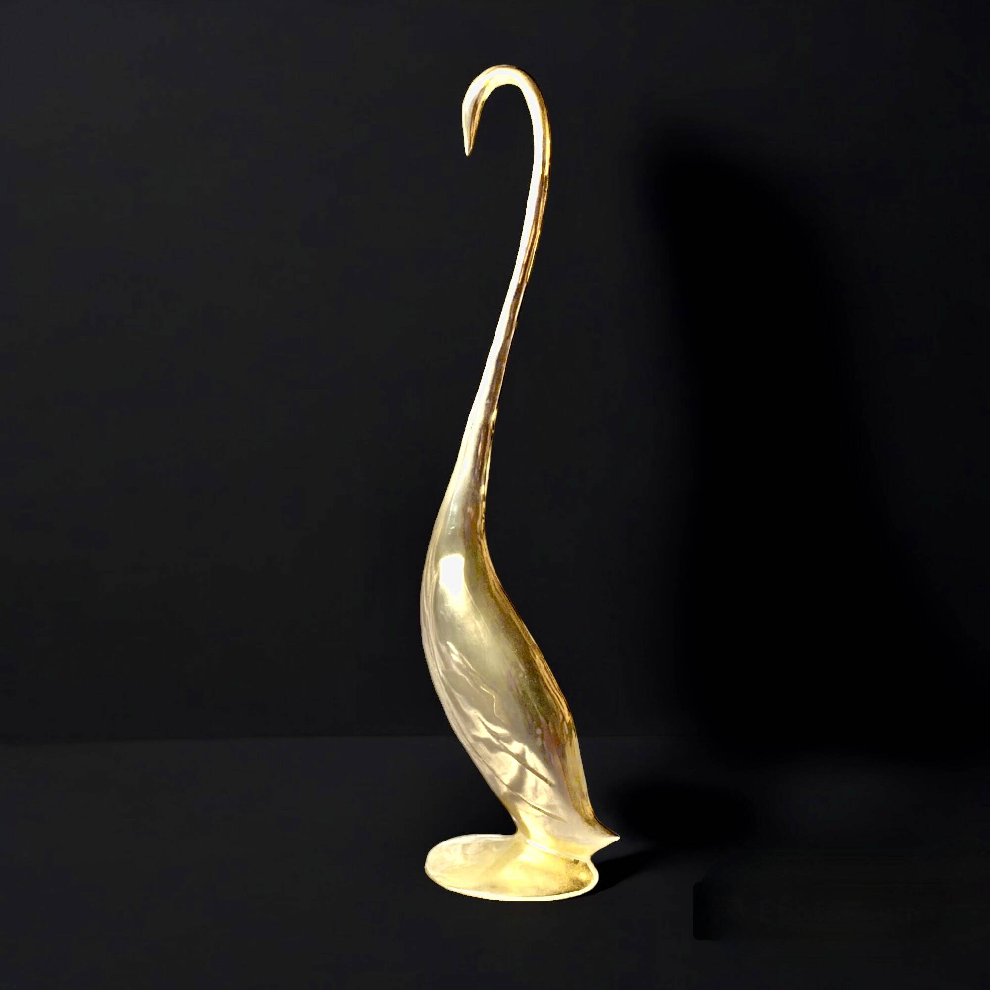 Vintage Gold Brass Heron - 43cm