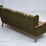 1970s, Danish 3-seater sofa, furniture wool, solid oak wood.