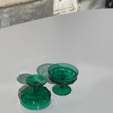 5 cups, vintage green glass verrines