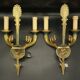 Pair of large Restoration style wall sconces from Lucien GAU - bronze