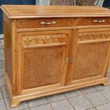 Art Nouveau period sideboard in walnut and walnut burl from the 1900s, Nancy school