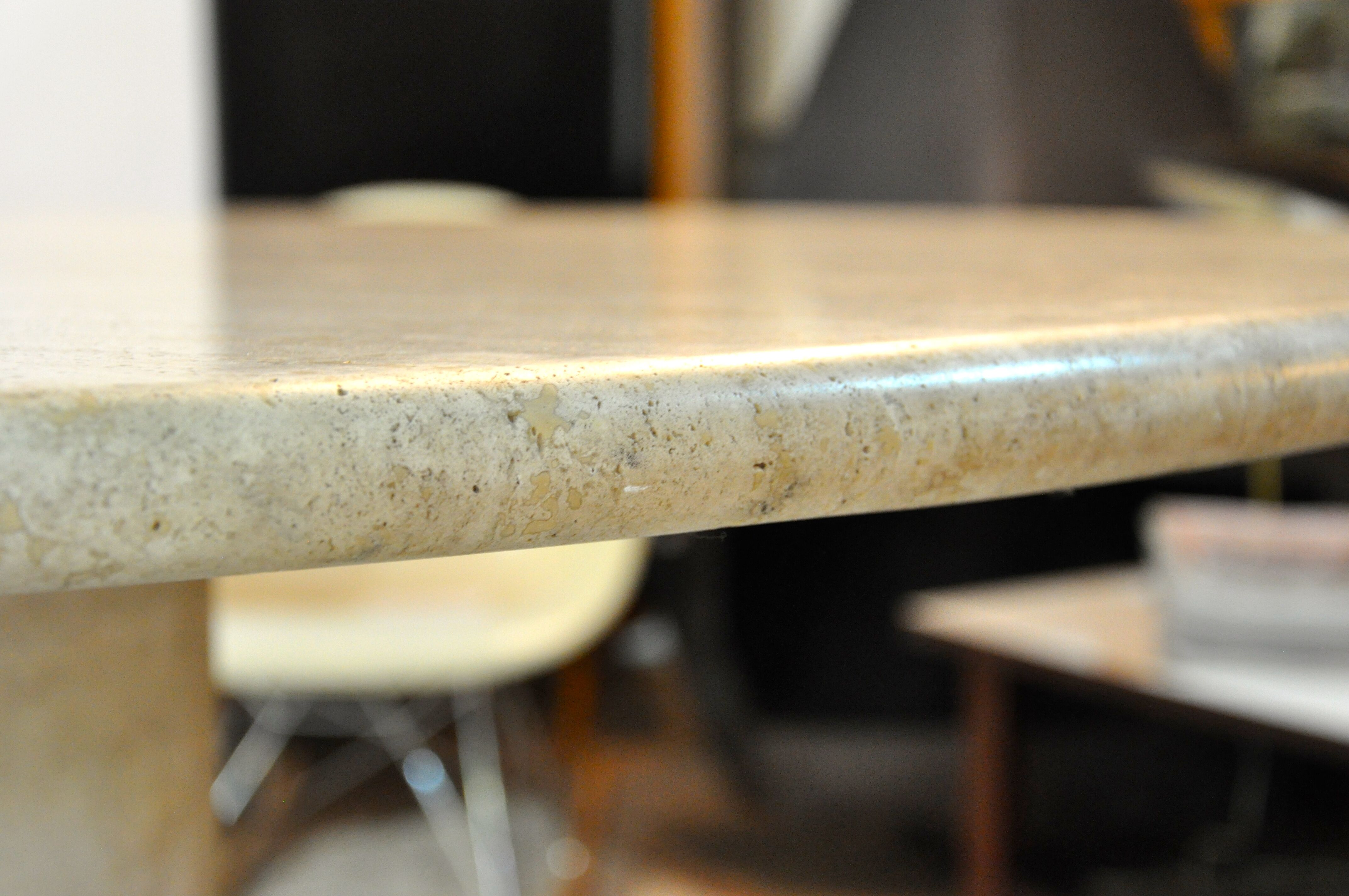 Round travertine table