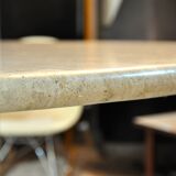 Round travertine table