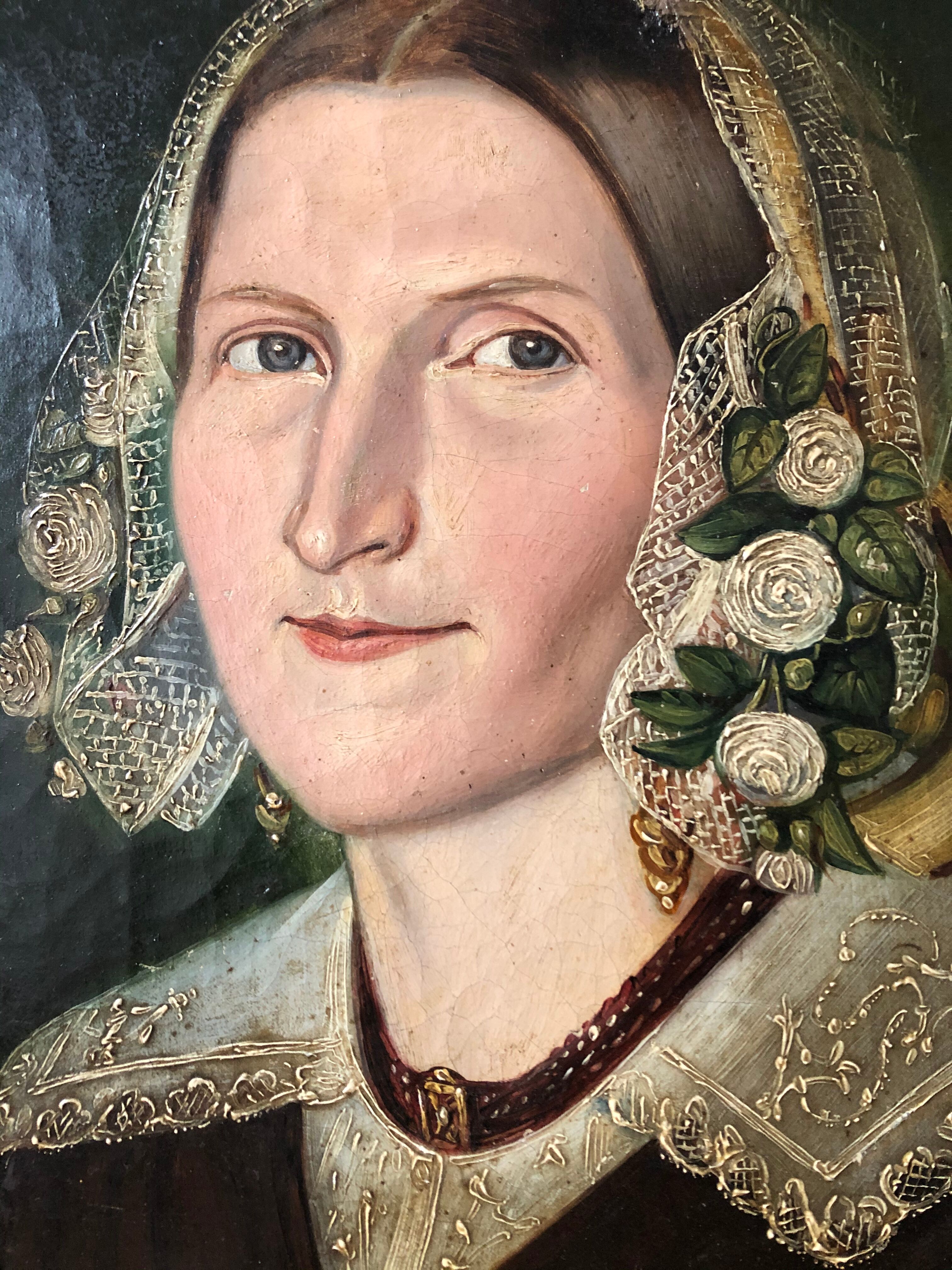 Tableau portrait huile sur toile XIXème