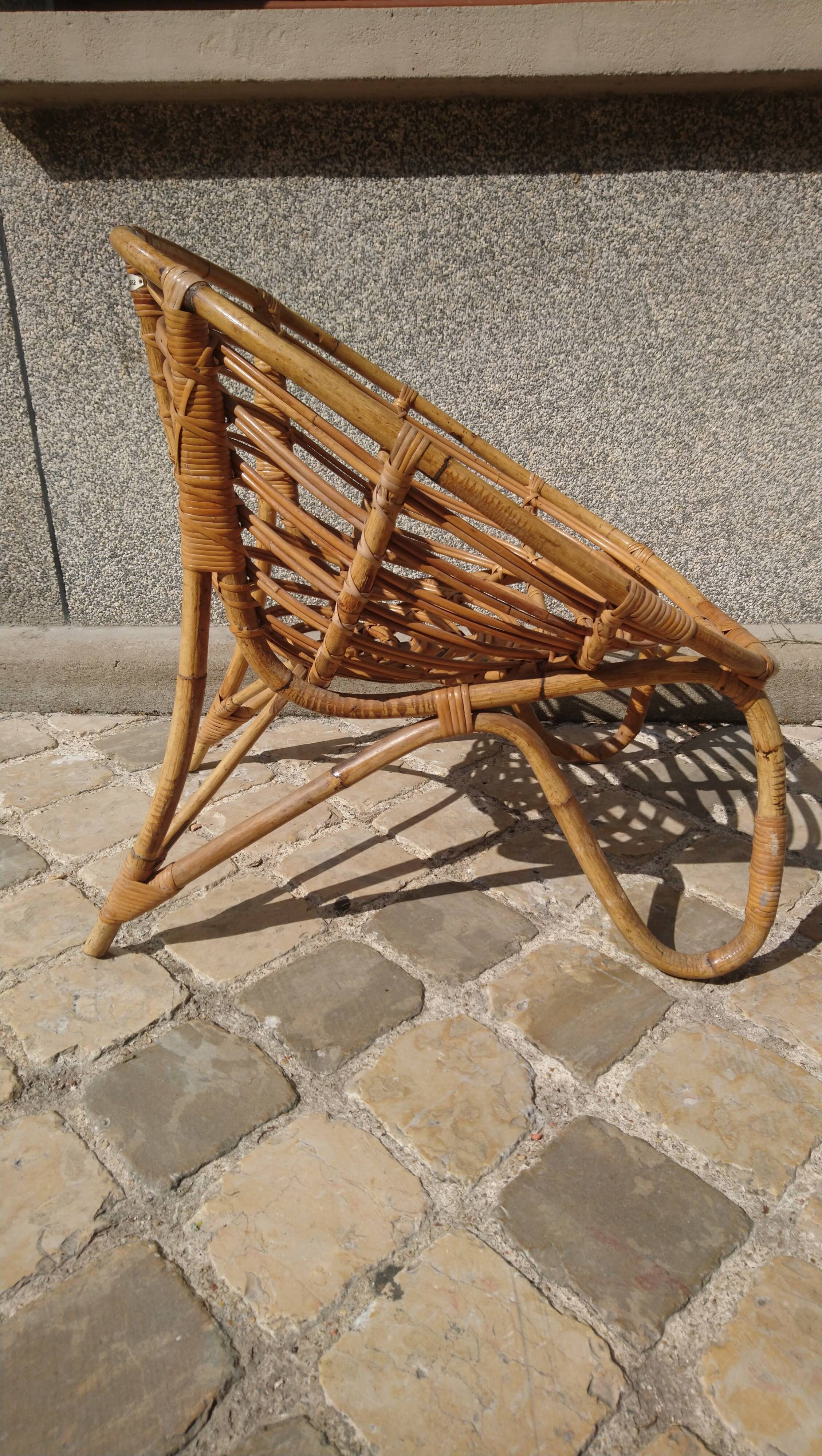 Paire de fauteuils rotin vintage