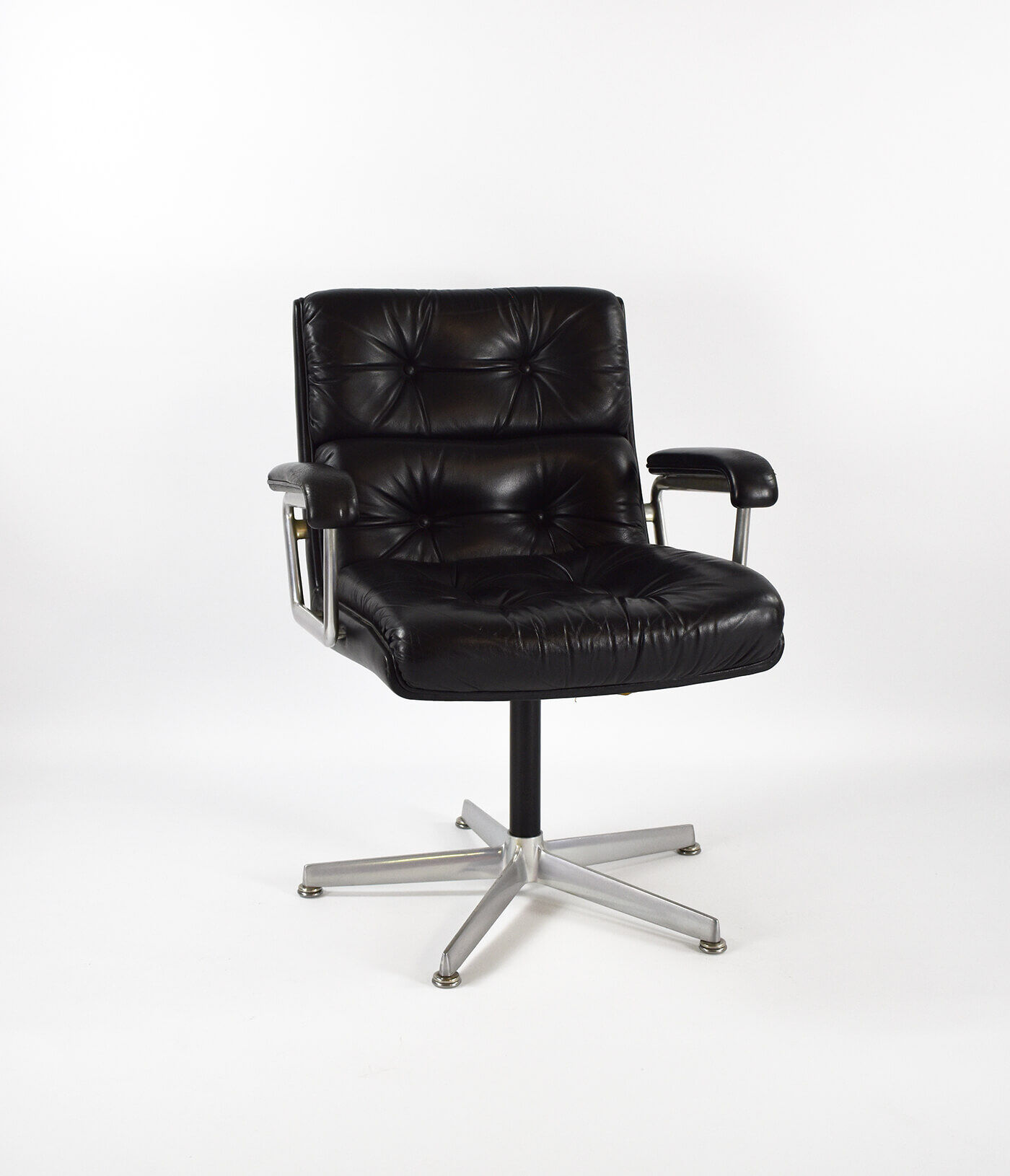 Chaise en cuir des années 1970 par Girsberger Eurochair Mid Century