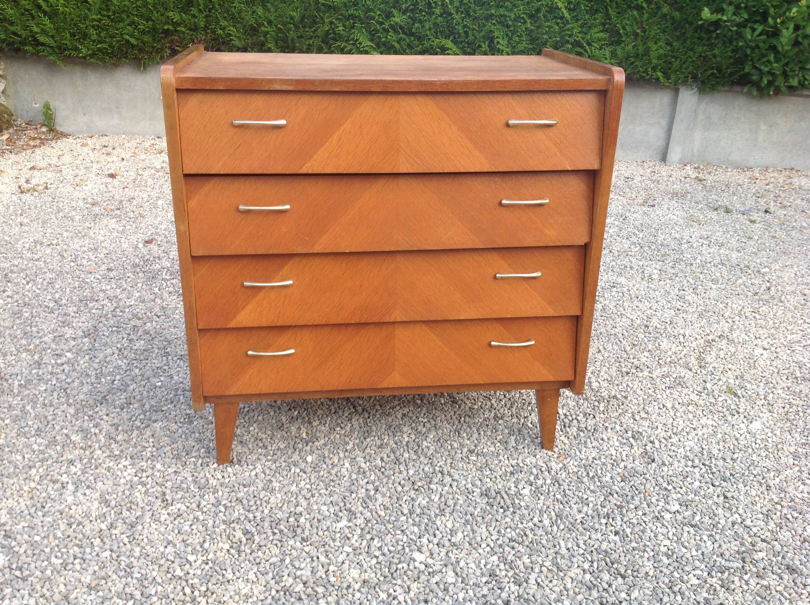 Vintage chest of drawers from the 60s with compass feet