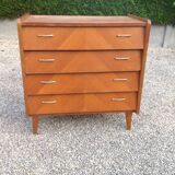 Vintage chest of drawers from the 60s with compass feet