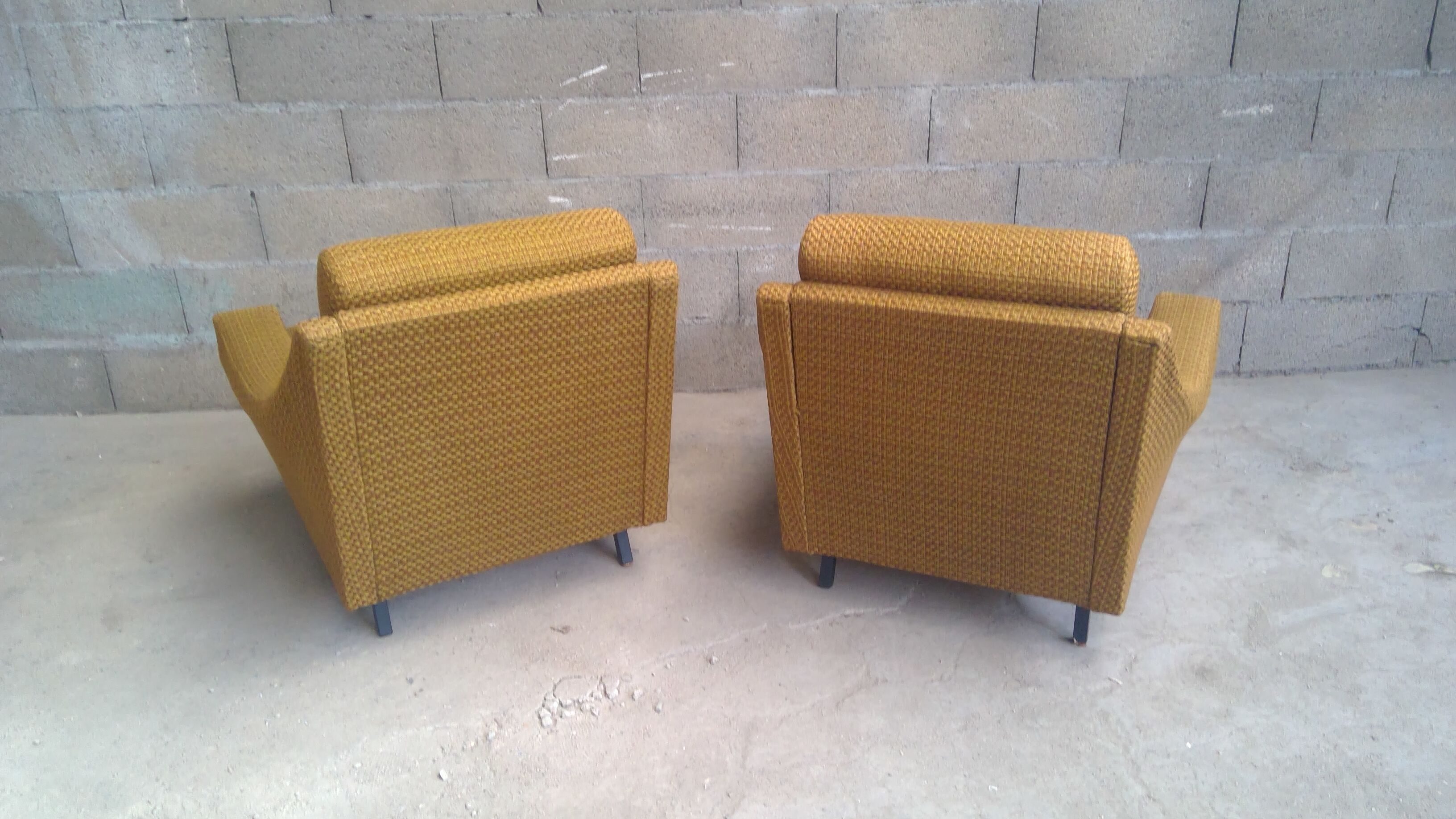 Pair of armchairs years 60 vintage golden yellow