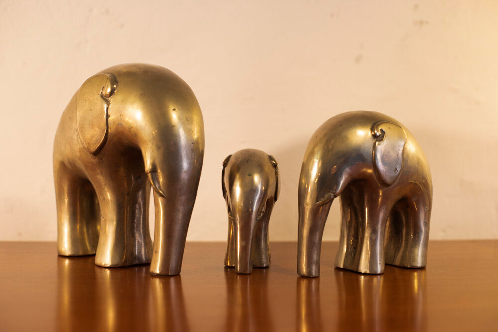 Brass elephant statues