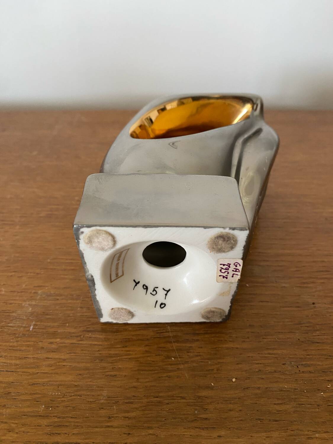 Antique GALOS Sculpture Grey & Gold Porcelain Design Decoration