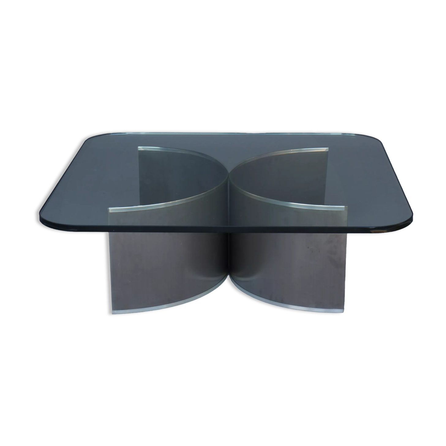 Stainless steel and glass coffee table, 1970s