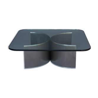 Stainless steel and glass coffee table, 1970s