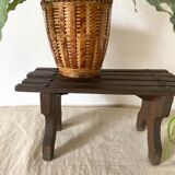 Wooden stool plant holder