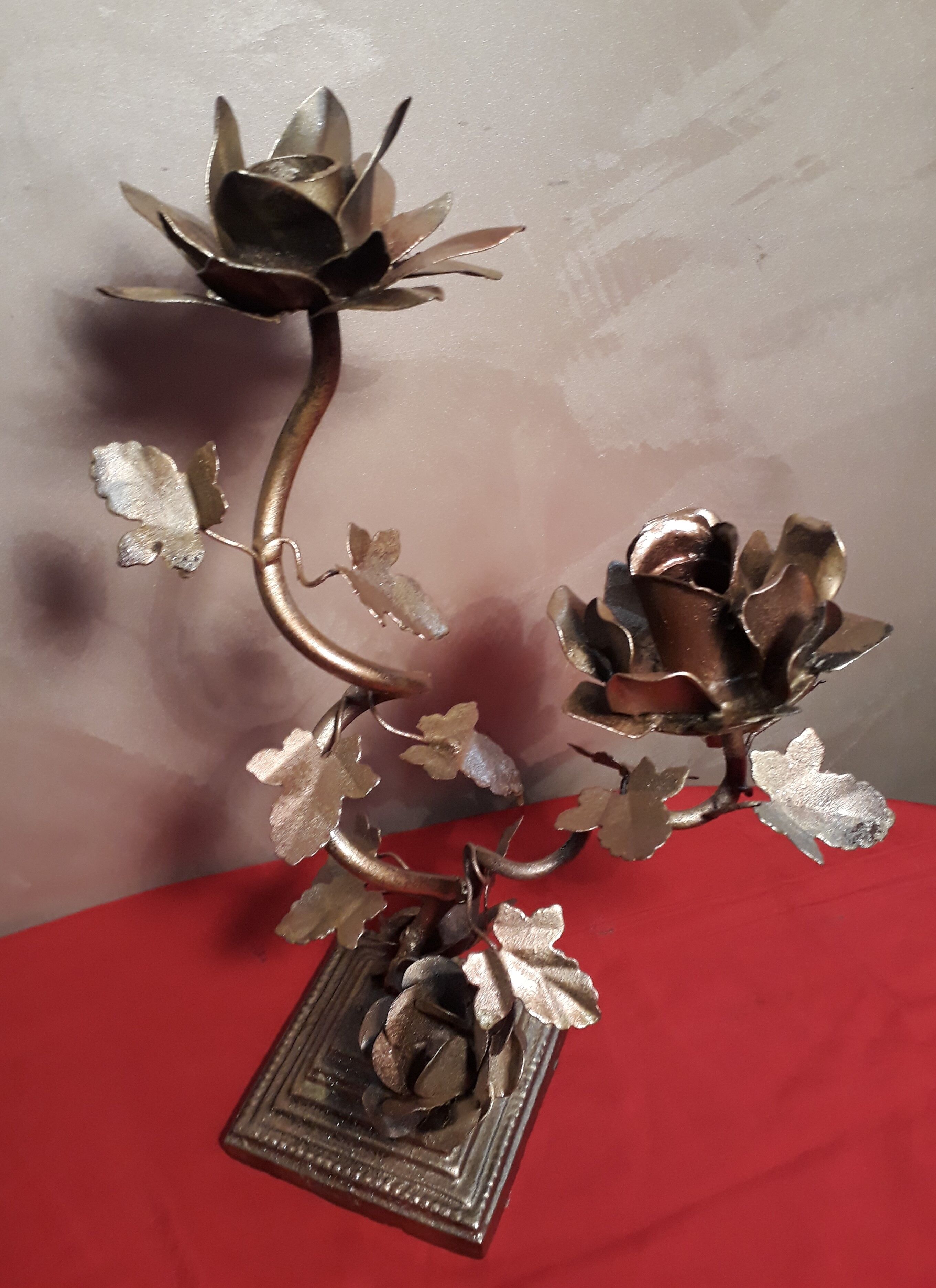 iron chandelier flower pattern and steel cast iron foot 2kg 40x24cm 1970