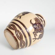 Vintage Ceramic Vase with Brown Bulls and Bands