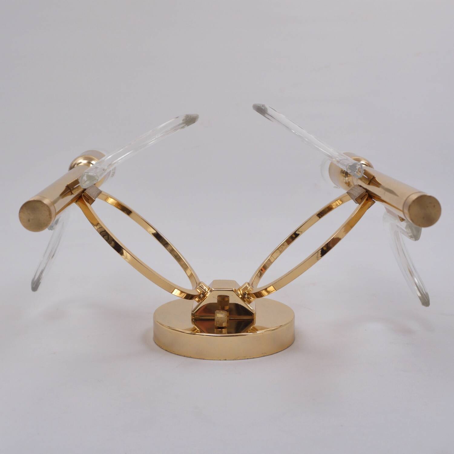 Paire d'appliques murales vintage en forme de palmier, cristal sur plaqué or, années 1970, italien