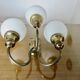 Triple "Hollywood Regency" wall light in brass and opaline, 1970