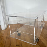 David Lange rolling side table in Plexiglas