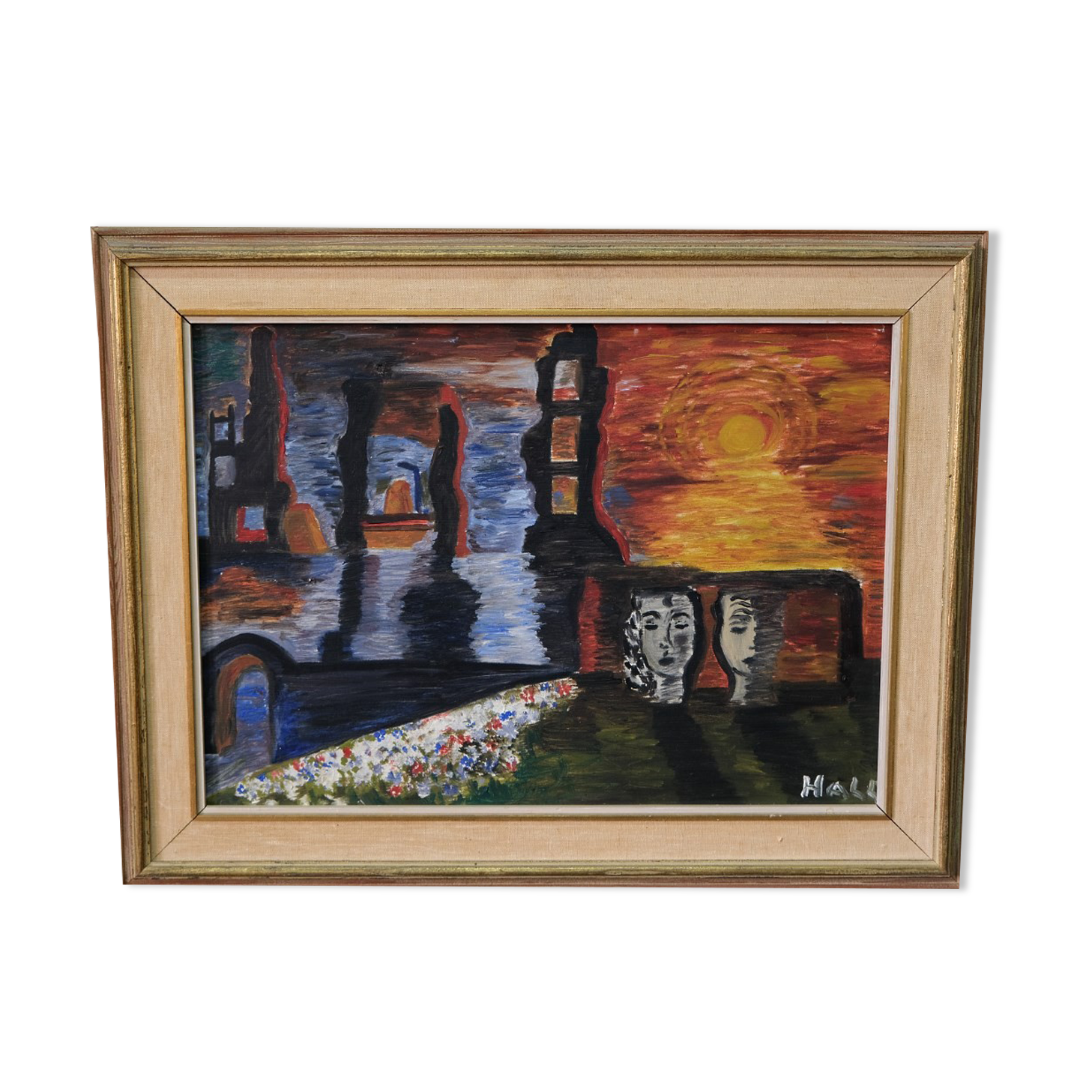 Lennart Hall, Swedish abstract painting, 1960s, Oil on panel, Framed