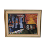 Lennart Hall, Swedish abstract painting, 1960s, Oil on panel, Framed