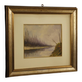 Peinture de paysage italienne signée du XXe siècle