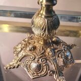 Rocaille style bronze lamp and pleated lampshade with gallon 49x25