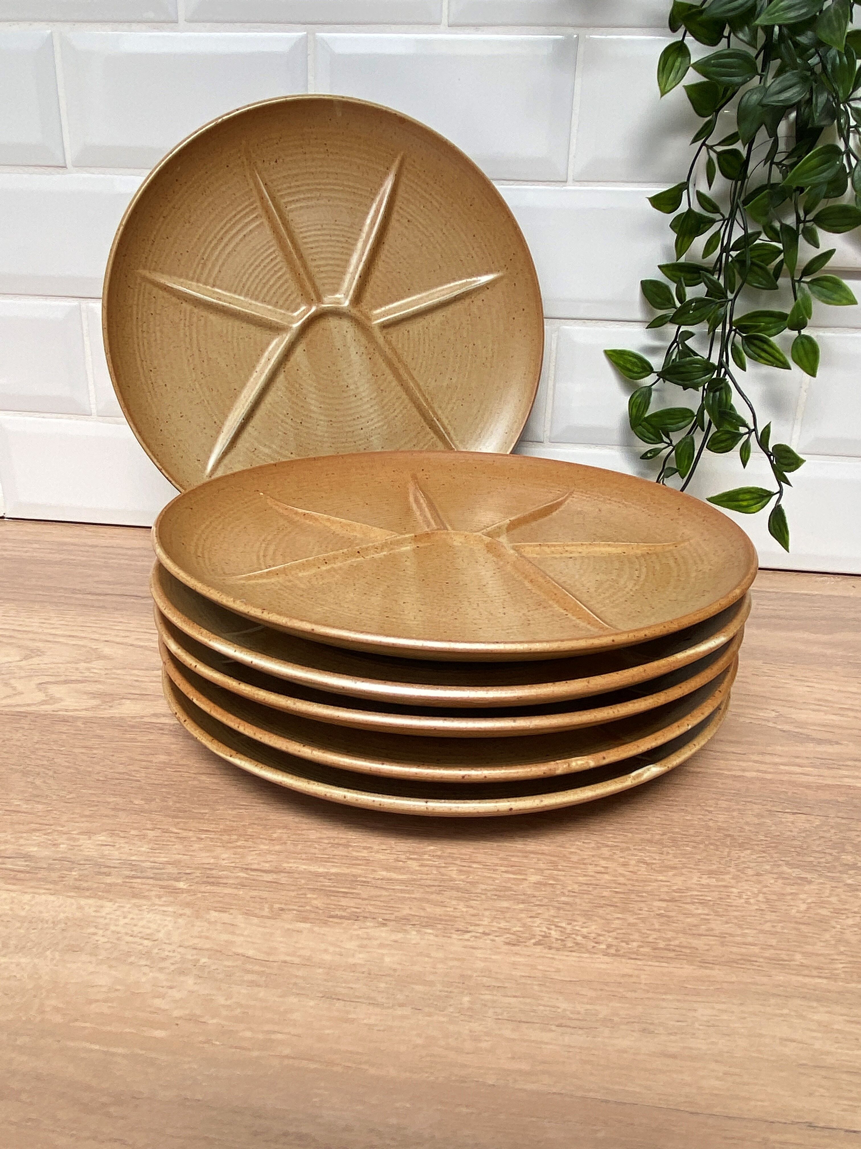 Set of 6 CNP Village stoneware fondue plates