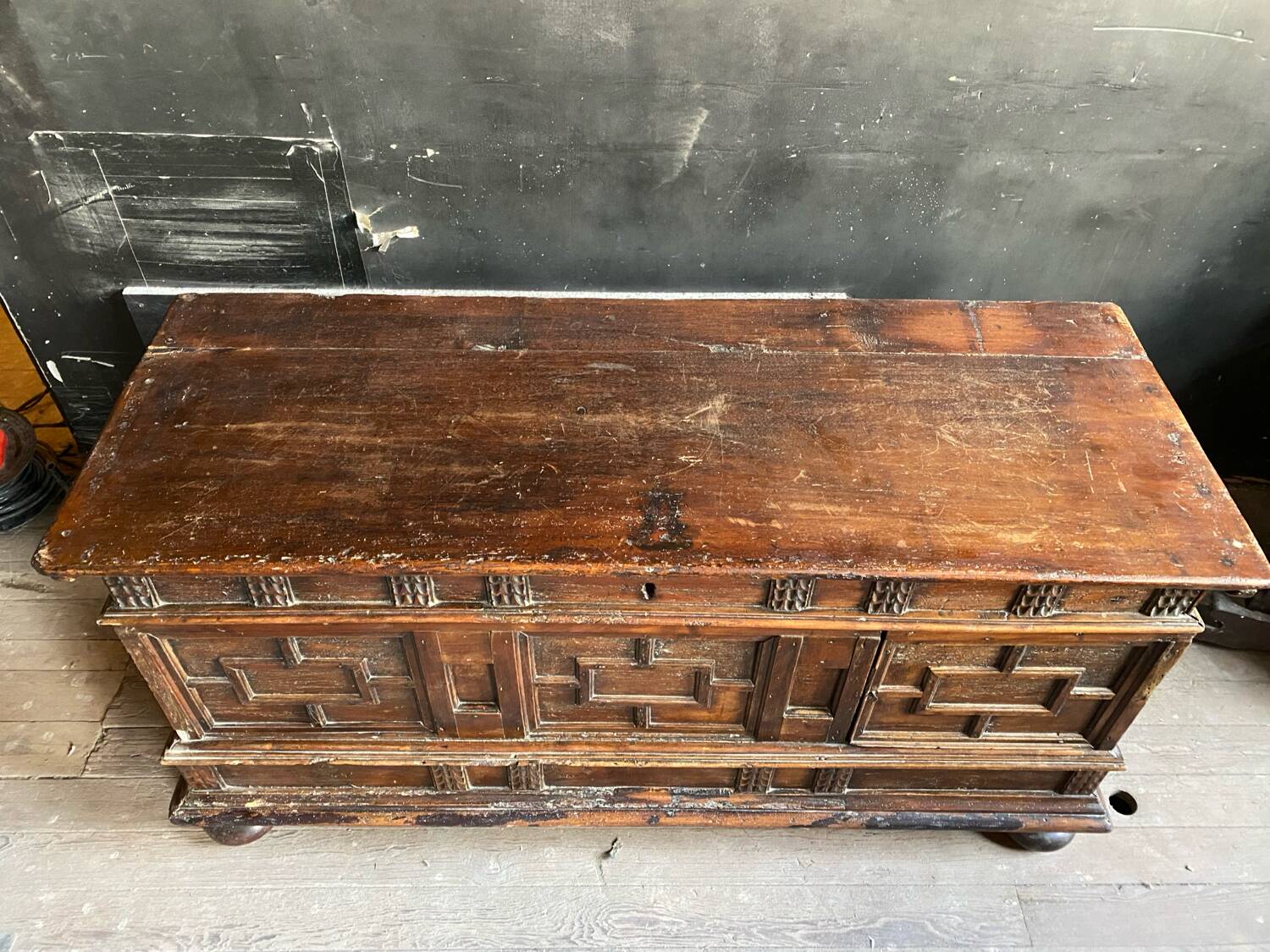 Italian chest carved wood