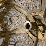 Vintage Bronze & Crystal Beaded Chandelier, 1950s