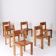 Chaises marron en cuir et bois, 1970s