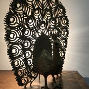 Lampe paon dorée