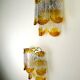 Pair of two-tier Mazzega Murano wall sconces, orange frosted glass, Italy, 1960s