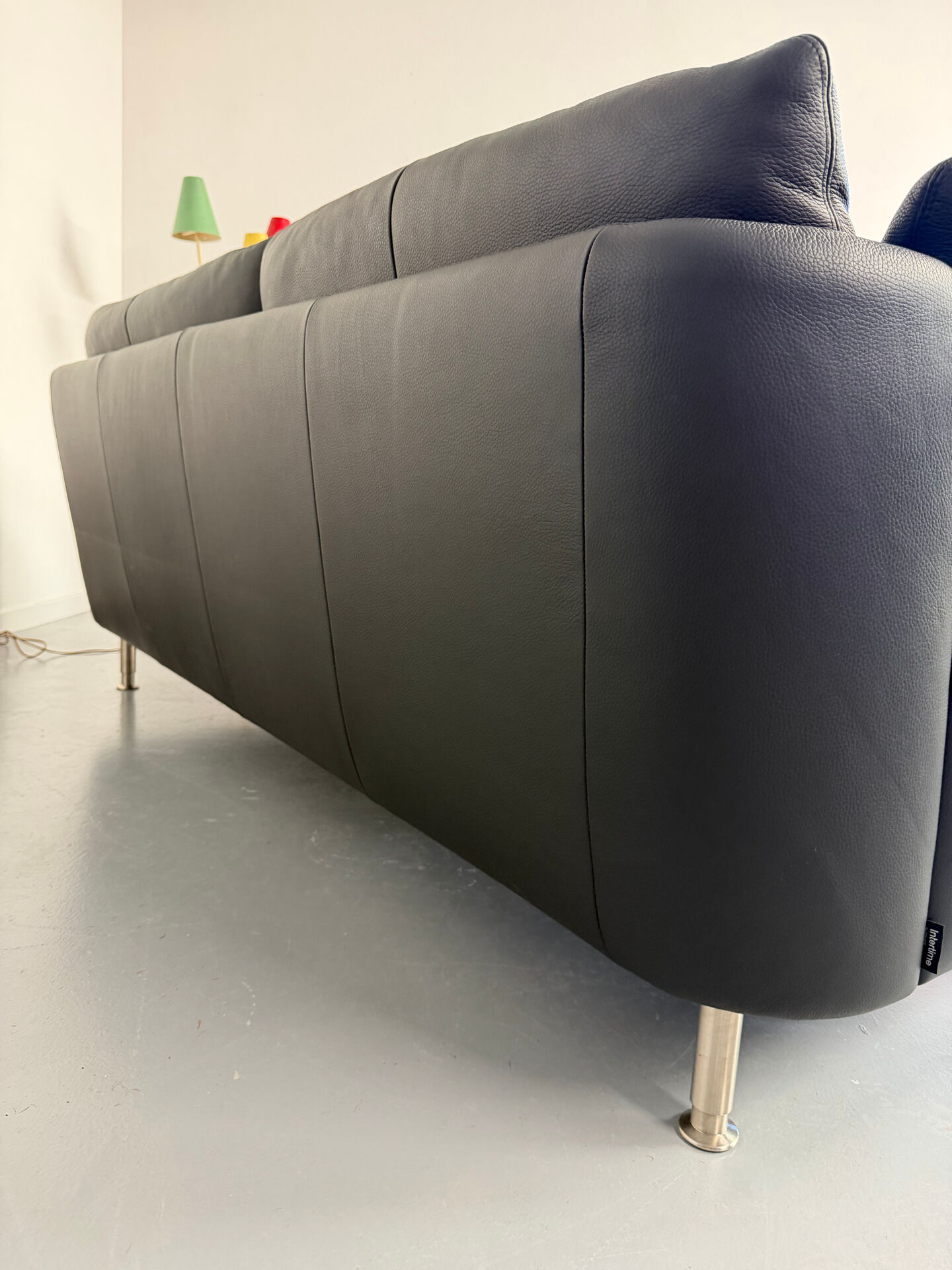 3-seater sofa Intertime I-Cielo black leather contemporary design