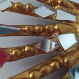 Golden wooden sun mirror 30cm