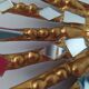 Golden wooden sun mirror 30cm