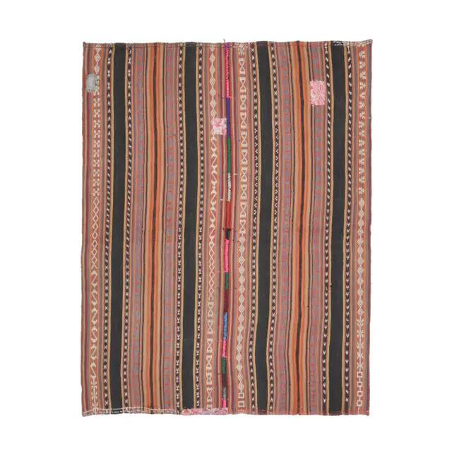 1970s Turkish Hand-Knotted Wool Cotton Orange Kilim Area Rug 150x192
