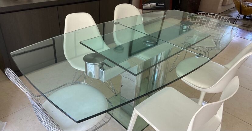 Table extensible en verre designer Thomas Althaus