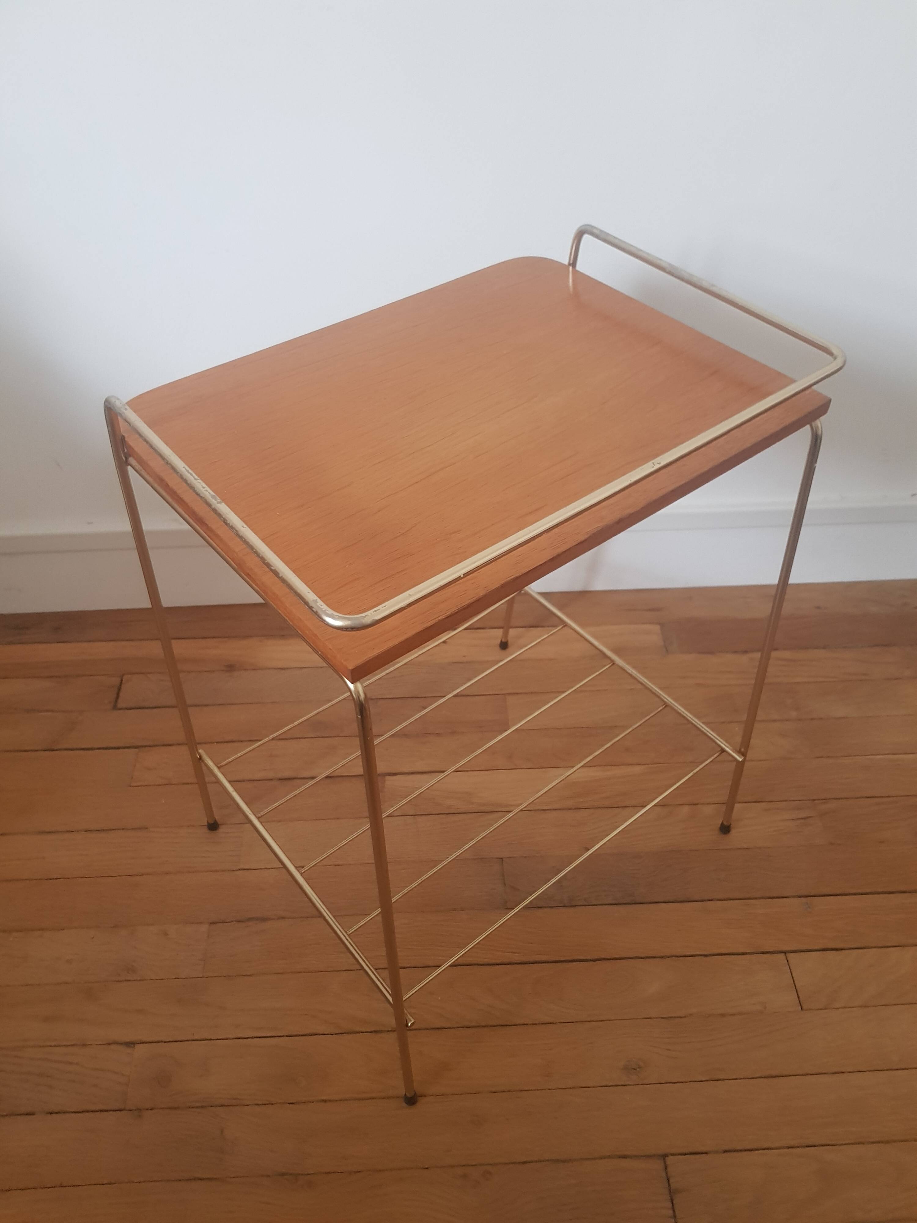 Metal and wood end table