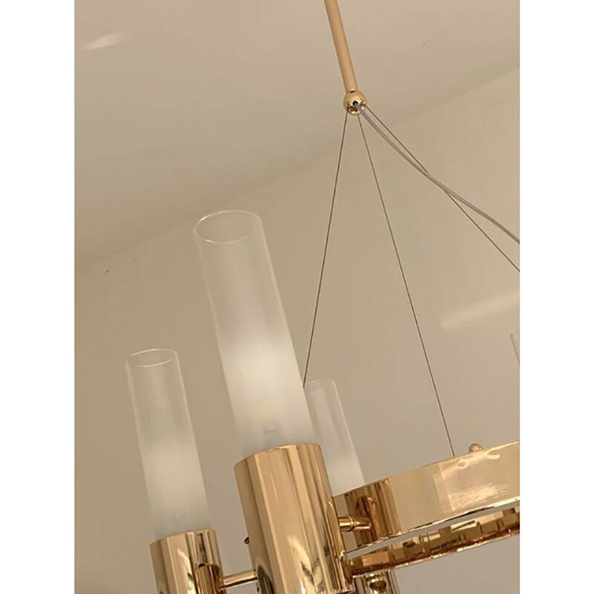 Contemporary Gold Ring Chandelier With Gradient White and Carrara Marble Glasses by Simoeng