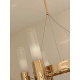 Contemporary Gold Ring Chandelier With Gradient White and Carrara Marble Glasses by Simoeng