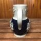 Old alsace ceramic pitcher gray blue vintage vines decor