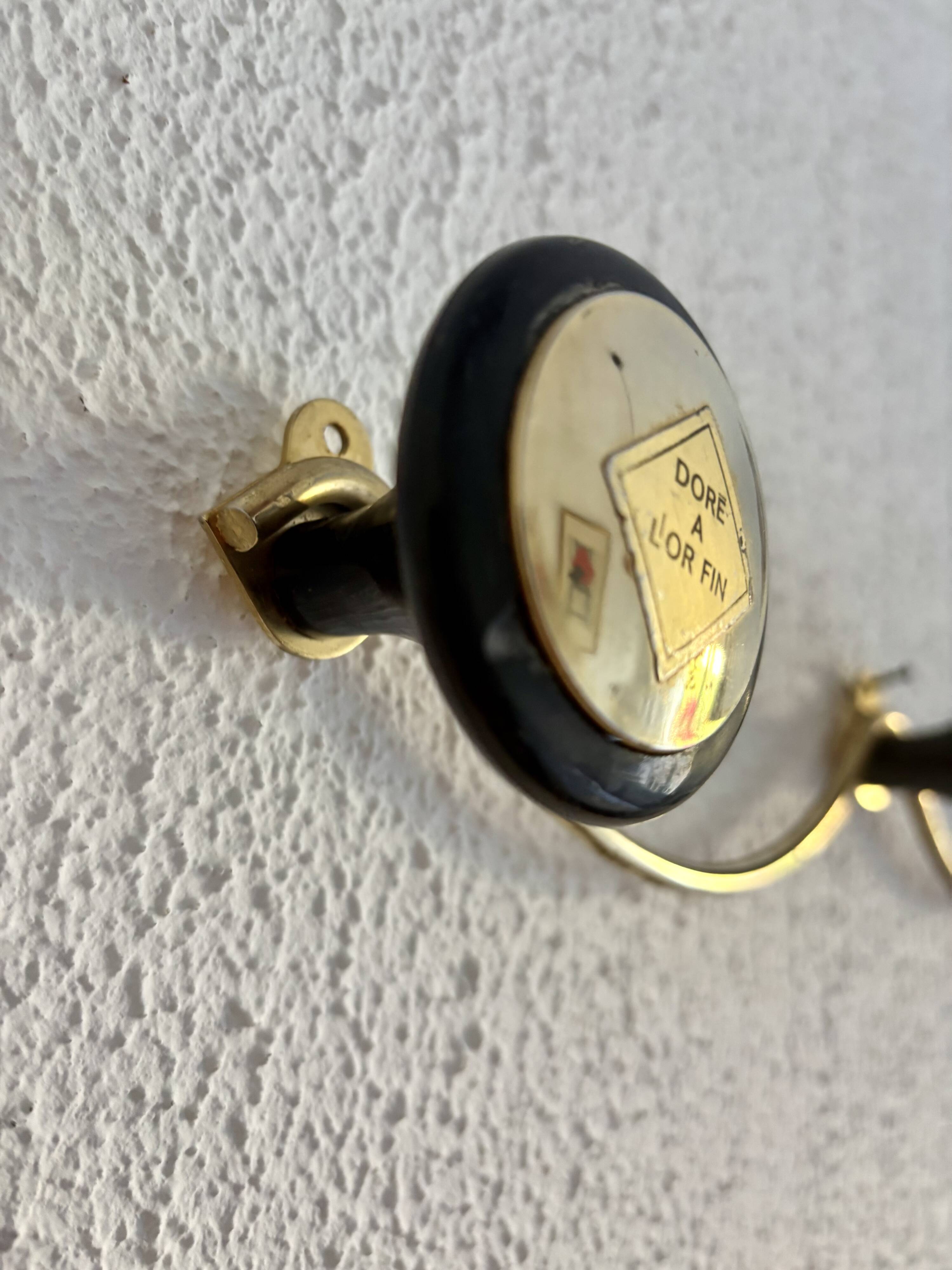 Vintage 1960 gold-plated coat rack with 3 hooks - 45 x 7 cm