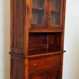 Vintage Louis Philippe style ceremonial bookcase in walnut